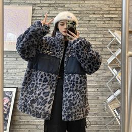 Women's Down Patch Stitching Leopard Print Cotton Jacket Women Autumn And Winter 2024 Niche Design Wild Quilted