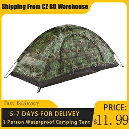 Camping Tents 1/2 Person Waterproof Camping Tent PU1000mm Polyester Fabric Single Layer Tent for Outdoor Travel Hiking 240223
