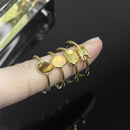 Fashion Luxury Band Rings New Minimalist Triumphal Arch Tiger Eye Stone Crystal Ring for Womens High-end Light Personalised Trend Pink Quartz