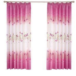 2 Panels Butterfly Flowers Printed Window Curtain Panels with Hooks for Bedroom Living Room Kids Rooms Nursery Window Drapes 1006907067