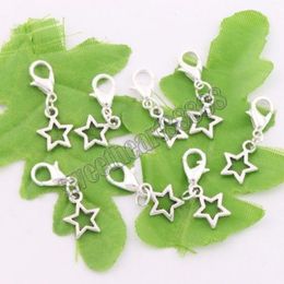 Open Star Lobster Claw Clasp Charm Beads 200pcs lot Antique Silver Bronze Jewelry DIY C138 10 5x24 5mm299o