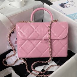 10A top mini crossbody bag 23k shoulder bag classic flap bag 19cm sheepskin Chains bag designer bag tote Genuine Leather Women Zipper Hasp Blue Black pink bag with box