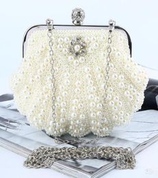 Cheap Ivory White Pearls Wedding Bridal Hand Bags 2017 Style Fashion Women Beaded Clutch Bags For Party Evening Handbags4438216