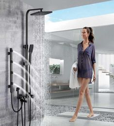 Chrome Shower Column Rainfall Bathroom Faucet Set SPA Massage Jet Shower System Bath Shower Mixer Bidet Sprayer Head5893964