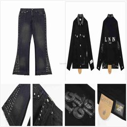 Jeans designer jeans for mens jeans stacked jeans embroidery Distressed Biker Ink and Graffiti High Street Straight european jean pants trousers 240308