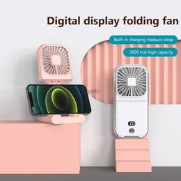 Electric Fans USB pendant neck fan mini portable folding small silent power pack handheld desktop multifunctional chargingH240308