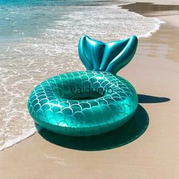 Bath Toys Rooxin Mermaid inflatable swimming ring with shoulder strap adult and childrens pool baby water game tube mat toy H240308