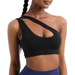 Active Shirts One Shoulder Sports Bra Fitness Yoga Workout Tops For Women Running Underwear High-Intensity Shockproof Cross-Shape