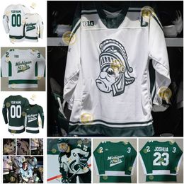 Maglia da hockey MSU Owen Baker Joey Larson Red Savage Isaac Howard Reed Lebster James Crossman Gavin O'Connell Luca Di Pasquo Maglie MSU cucite su misura