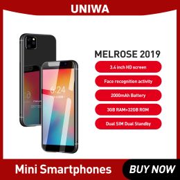 Melrose 2019 Super Mini 4G phone Smartphones 3.4 Inch Ultra Slim Quad Core Mobile Phone Android 8.1 Face Recognition 5MP