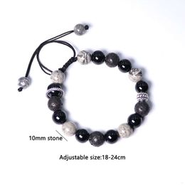 New Obsidian Bracelet Men with High Quality Volcano Beads Boy friend