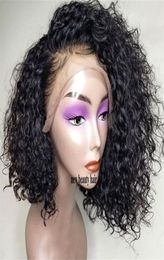 180 Density part 360 Lace Frontal Wigs deep Curly synthetic wig With Baby Hair Short Bob Curly Wigs for africa american wome6329072