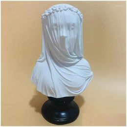 Decorative Objects Figurines 12The Veiled Lady Gothic Scpture Bust Cloaked Woman Statue Abre Art Oddities Home Decor Library Decor Dh42N