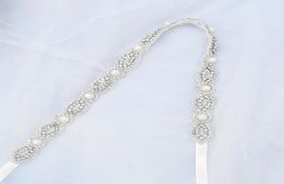 Wedding Sashes TRiXY S435 Fashion Beaded Belt Clear Crystal For Formal Dress Pearl Bridal Rhinestone Belts Silver4116196