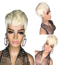 613 Blonde Pixie Short Cut Bob Wig 100 Human Hair No Lace Front Straight Wigs For Women Party Cosplay7266842