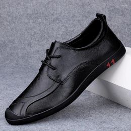 Casual Shoes Men Leather Lace Up Oxfords Handmade Black Flat Offce Work Shoe Business Sneakers