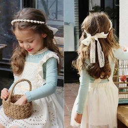 Hair Accessories Korea Lace Flower Pearl Head Band Lovely Embroidery Headband For Grils Bow Princess 4
