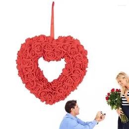 Decorative Flowers Heart Shaped Flower Wreath Simulation Rose Floral Garland Hanger For Scene Decor Wedding Festival Celebration