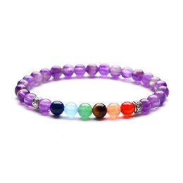 Beaded 10Pc Set 7 Chakra Healing Nce 6Mm Beads Bracelet Yoga Life Energy Charm Natural Stone Jewellery Drop Delivery Bracelets Dhgar3113