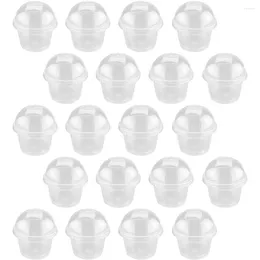 Disposable Cups Straws 50 Pcs Dessert Cup Cake Pudding Commercial Ice Cream With Lid Plastic Bowls