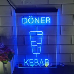 Doner Kebab Restaurant Caf Decoration Bar LED Neon Sign-3D Carving Wall Art for HomeRoomBedroomOfficeFarmhouse Decor 240223