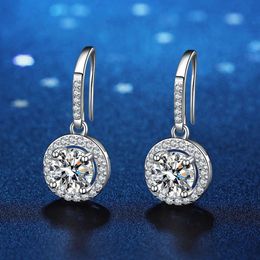 Silver 925 Original Total 2-4 Carat Diamond Test Past Round Brilliant Cut d Colour Moissanite Drop Earrings Gemstone Jewellery