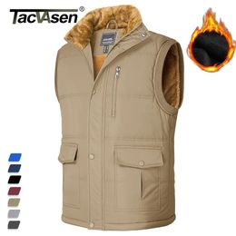 TACVASEN Winter Fleece Lining Vests Casual Gilet Body Warmer Mens Sleeveless Jackets Outdoor Full Zip Stand Collar Outerwear 240301