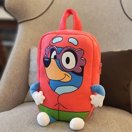 Kawaii grande olho cão bingo mochila de pelúcia menina bonito macio acessórios saco com zíper meninas presente aniversário