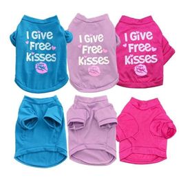 Pets Coats Pet Cat Dog Clothes Summer i Give Kisses Style Pupppy Doggy t Shirt Vest Girl Dog Apparel5868926