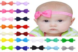 Newborn Baby Headbands Bows Girls Grosgrain Ribbon Elastic Head Bands Kids Bowknot Headbands Children Hair Accessories 40 Solid Co1010248