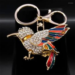 Keychains Hummingbird Keychain Pendant For Women Men Rhinestone Gold Colour Alloy Animal Birds Purse Key Ring Chain Jewellery Llavero K5208S1