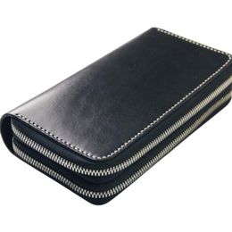 fashion designer credit card holder high quality classic leather double zipper purse folded notes and receipts bag wallet purse250M