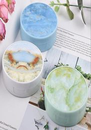 New Marble Con Lens Box with Mirror Round Frame Companion enses Case Container Cute Lovely Travel Kit Box7049818