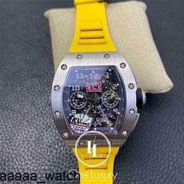 Luxury Mechanics RicharMill Mens Watches Wristwatch Watch 011 Rm11-03 Felipe Massa Flyback Chronograph Titanium Case on Yellow with Swiss ZF Factory