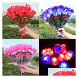 Led Rave Toy Led Light Up Rose Flower Valentines Mothers Day Gift Birthday Party Supplies Wedding Home Decor Decoration Toys Drop Deli Dhema