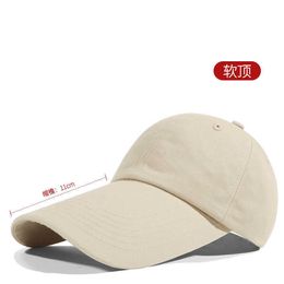 Soft top long brim baseball cap sunshade cap men and womens versatile thin baseball cap solid sunscreen hat