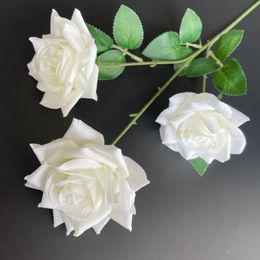 5Pcs 3 Heads Artificial Rose Flowers Branch Wedding Road Leads Flower Arrangement Home el Living Room Decoration Fake Roses 240306