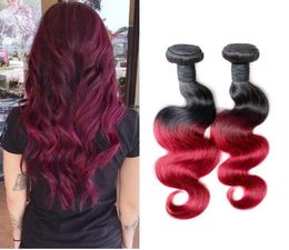 ELIBESS Hair 100glot Brazilian Virgin Hair Body Wave Ombre weave 3 Bundles T 1B red Brazilian Body Wave Ombre Hair2652462