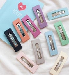 1 pc Solid Colour Scrub Resin Hair Clips Geometric Hollow Square Hairpins Hair Accessories New arrival4691770