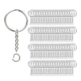 200Pcs Split Key Chain Rings with Chain Silver Key Ring and Open Jump Rings Bulk for Crafts DIY 1 Inch 25mm258D