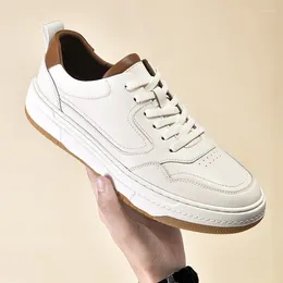 Casual Shoes Genuine Leather Men Lace Up Italian Mens Oxfords Moccasins Breathable Male Driving Daily White