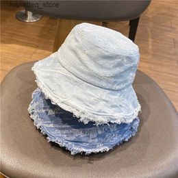Wide Brim Hats Bucket Hats Do Old Frilled Cowboy Pot Hat Womens High Cold Niche Personality Hole Fisherman Hat Fashion Everything Street Tide Bucket Hats L240305
