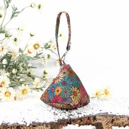 5pcs Coin Purses Cork Leather Three-dimensional Oceans Flower Printing Wallet With Wrist Mix Color