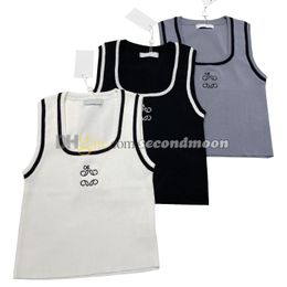 Summer Sleeveless Tanks Women Letters Embroidered Vest U Neck Sport Tee Gym T Shirts