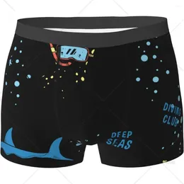 Underpants Diving Club And Sea Animal Black Men's Funny Underwear Boxer Briefs Slight Elasticity Male Shorts Novelty Stylish Gift For Men