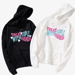 Sweatshirts Women Hip Hop Streetwear Hoodie Pink Treat People With Kindness Spring Long Sleeve Top Letter Couple Pullover Funny Hoodie Gift