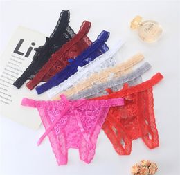 Open Crotch panties off lace bowknot underwear butt baring sexy bikini briefs T Back thong ligerie women clothes will and sandy8411571