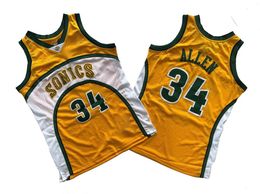 Basketball jersey Ray Allen white yellow green Classics retro jersey Men women youth S-XXL Sport jersey