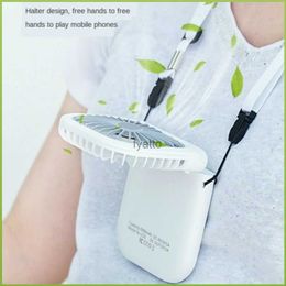Electric Fans Portable air conditioning hanging neck fan with 3000mAh power pack mini folding USB handheld desktop coolerH240308