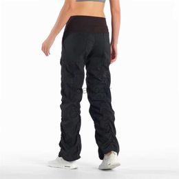 Active Pants 1004 Yoga Dance Pants High Waist Elastic Studio Trousers Female Straight Casual Pants Loose Long Wide Leg Trousers 240308